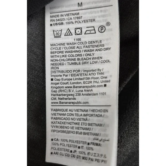 Banana Republic Blouse Womens MBlack Pleated Sheer Chiffon Long Sleeve Top - Picture 4 of 8